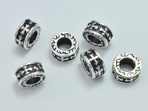 4pcs 925 Sterling Silver Beads-Antique Silver, 5.7x3mm, Tube Beads, Big Hole Beads-BeadBeyond