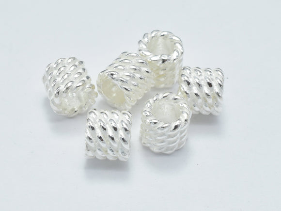 2pcs 925 Sterling Silver Beads, 6x5.8mm Tube Beads, Big Hole Tube Beads-Metal Findings & Charms-BeadBeyond