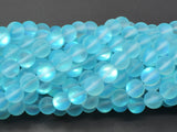 Matte Mystic Aura Quartz-Aqua Blue, 8mm (8.5mm) Round-Gems: Round & Faceted-BeadBeyond