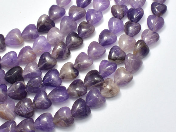 Amethyst 10mm Heart Beads, 15 Inch-BeadBeyond
