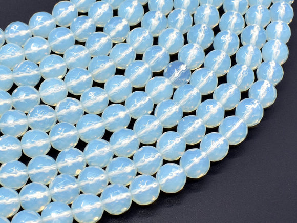 White Opalite Beads, Faceted Round, 8mm(7.8mm), 14.5 Inch-Gems: Round & Faceted-BeadBeyond