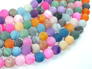 Frosted Matte Agate - Multi Color, 10 mm Round Beads-Agate: Round & Faceted-BeadBeyond