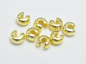20pcs 24K Gold Vermeil Crimp Cover, 925 Sterling Silver Crimp Cover Beads, 3mm-Metal Findings & Charms-BeadBeyond