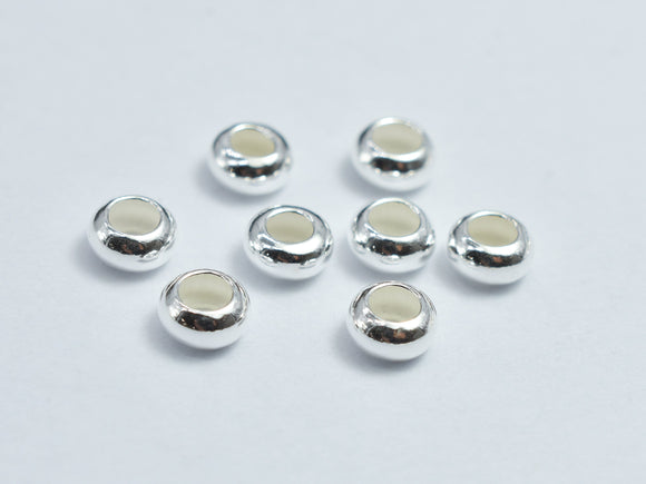 20pcs 925 Sterling Silver Rondelle 4mm Spacer Beads, Crimp Beads-BeadBeyond