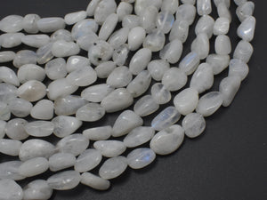 White Moonstone, 6x8mm Nugget Beads, 15.5 Inch-BeadBeyond