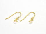 4pcs 24K Gold Vermeil Earring Hook, 925 Sterling Silver Earwire, Fishhook, 15x10mm-Metal Findings & Charms-BeadBeyond