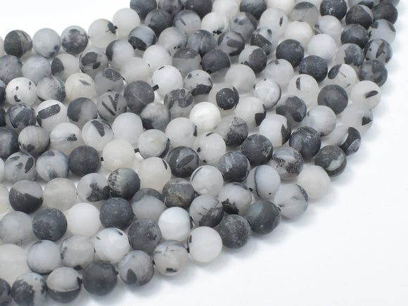 Matte Black Rutilated Quartz Beads, 6mm (6.5mm) Round-Gems: Round & Faceted-BeadBeyond