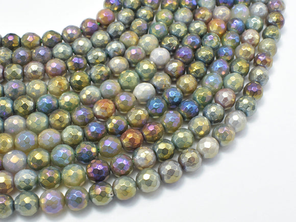 Mystic Coated Indian Agate, Fancy Jasper, 6mm (6.5 mm) Faceted, AB Coated-Gems: Round & Faceted-BeadBeyond