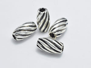 4pcs 6x11mm 925 Sterling Silver Beads-Antique Silver, 6x11mm Drum Beads-Metal Findings & Charms-BeadBeyond