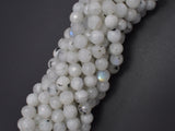 White Rainbow Moonstone, 8mm, Faceted Round-BeadBeyond