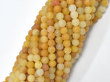 Matte Yellow Jade Beads, 4mm (4.8mm), Round Beads-BeadBeyond
