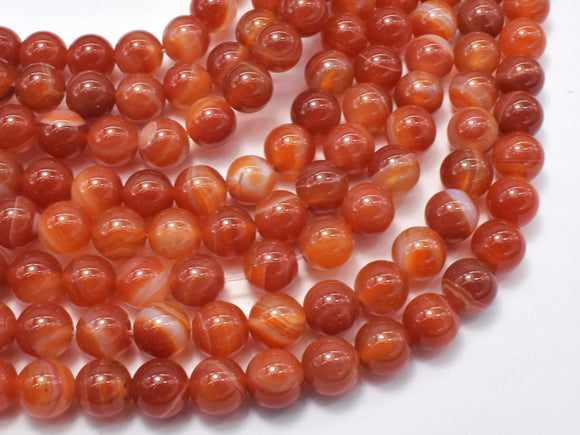 Banded Agate Beads, Striped Agate, Orange, 8mm (8.3mm) Round-Gems: Round & Faceted-BeadBeyond