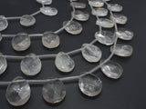 Clear Quartz, 15x20 Top Drilled Faceted Flat Teardrop Beads-Gems: Nugget,Chips,Drop-BeadBeyond