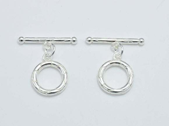 1set 925 Sterling Silver Toggle Clasps, Loop 14mm, Bar 23mm-Metal Findings & Charms-BeadBeyond