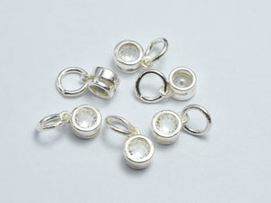 2pcs 925 Sterling Silver White CZ Round Charm, 5mm-BeadBeyond