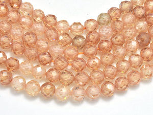 Cubic Zirconia - Light Champagne, CZ beads, 4mm, Faceted-BeadBeyond