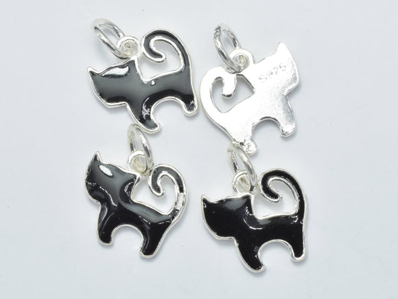 1pcs 925 Sterling Silver Charm-Enamel Black Dog Charm, Dog Pendant-Metal Findings & Charms-BeadBeyond