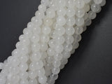 White Jade Beads, Round, 6mm (6.4mm), 15 Inch-BeadBeyond