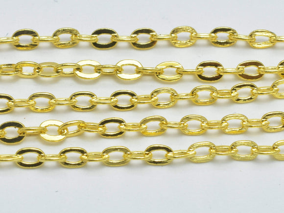 3m (9.9feet) Gold Plated Oval Chain, Brass Oval Chain, Jewelry Chain, 1.8x2.6mm-Metal Findings & Charms-BeadBeyond