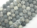 10mm Round Matte Black Line Jasper, Silk Stone, Spider Web Jasper-Gems: Round & Faceted-BeadBeyond