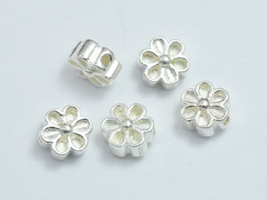 2pcs 925 Sterling Silver Beads - Flower, 8mm-BeadBeyond