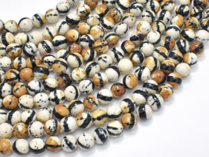 Rain Flower Stone, Creamy White, Black, 6mm Round Beads-Gems: Round & Faceted-BeadBeyond