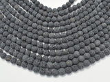 Unwaxed Black Gray Lava, 6mm (6.5mm) Round-Gems: Round & Faceted-BeadBeyond
