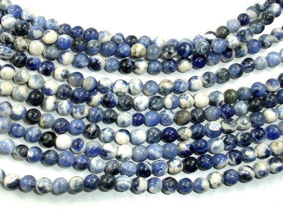 Sodalite Beads, Round, 4mm-Gems: Round & Faceted-BeadBeyond