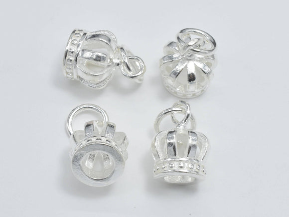 2pcs 925 Sterling Silver Charm, Crown Charm, Crown Cap, 8x11mm-Metal Findings & Charms-BeadBeyond