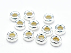 25pcs 925 Sterling Silver Beads, 3.5mm Rondelle Spacer, 1.6mm Thick-Metal Findings & Charms-BeadBeyond