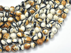 Rain Flower Stone, Creamy White, Black, 8mm Round Beads-Gems: Round & Faceted-BeadBeyond