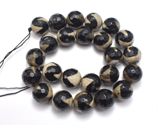 AGATE BEADS, TIBETAN AGATE, 15.5MM FACETED ROUND-Agate: Round & Faceted-BeadBeyond