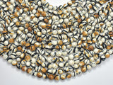 Rain Flower Stone, Creamy White, Black, 8mm Round Beads-Gems: Round & Faceted-BeadBeyond