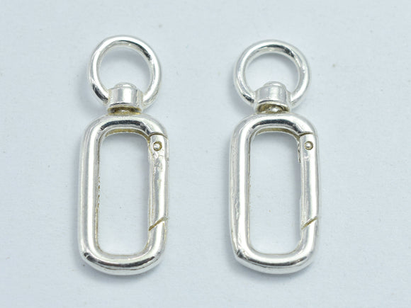 1pc 925 Sterling Silver Swivel Clasp, Spring Gate Rectangle Clasp 21x7.5mm-BeadBeyond