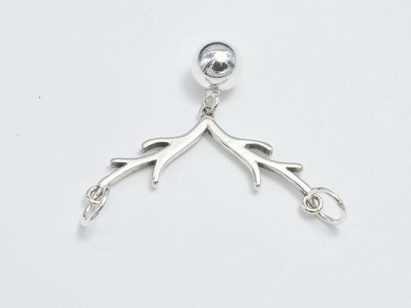 1pc 925 Sterling Silver Branches Connector, Branch Charm 16x13mm, 6mm Ball-Metal Findings & Charms-BeadBeyond