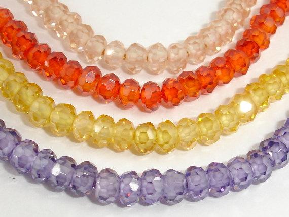 CZ beads, Faceted Rondelle 3.5x4mm-Cubic Zirconia-BeadBeyond