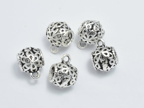 4pcs 925 Sterling Silver Bead Connector-Antique Silver, Filigree Drum, 7x6.8mm-Metal Findings & Charms-BeadBeyond