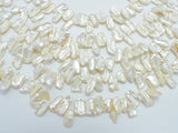 Fresh Water Pearl Beads, White with AB, Top drilled, Keshi, (5-8)x(8-12)mm-Pearls & Glass-BeadBeyond