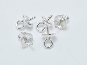 20pcs 925 Sterling silver Cup, 4x6mm, For half hole beads-Metal Findings & Charms-BeadBeyond