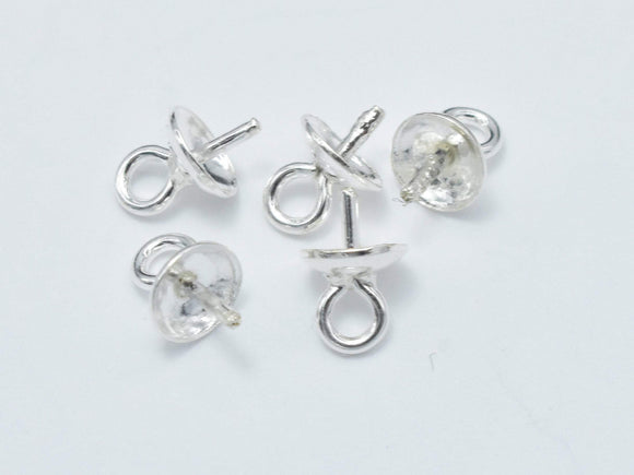 20pcs 925 Sterling silver Cup, 4x6mm, For half hole beads-Metal Findings & Charms-BeadBeyond