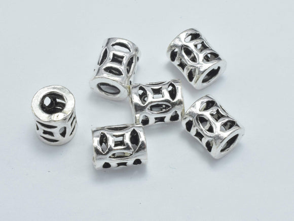 4pcs 925 Sterling Silver Beads-Antique Silver, 5.3x6.3mm Tube Beads-Metal Findings & Charms-BeadBeyond