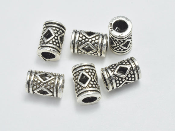2pcs 925 Sterling Silver Beads-Antique Silver, 4.8x7.5mm Tube-Metal Findings & Charms-BeadBeyond