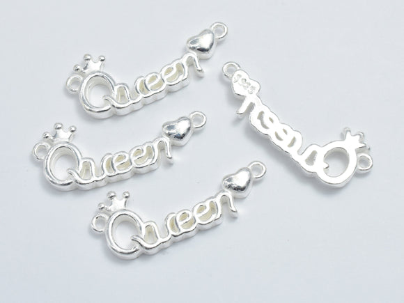 1pc 925 Sterling Silver Bead Connector, Queen Connector, Love Queen Charms, 24x9mm-BeadBeyond