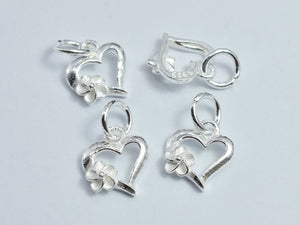 2pcs 925 Sterling Silver Charm, Heart Charm, 9x10mm-BeadBeyond