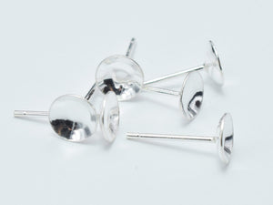 10pcs (5pairs) 925 Sterling Silver Earring Cup Stud Post-Metal Findings & Charms-BeadBeyond