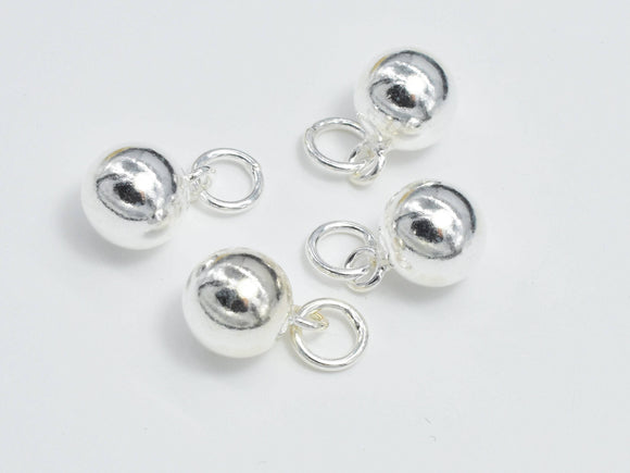 2pcs 925 Sterling Silver Charm, Ball Charm, 6.8mm Round Ball-Metal Findings & Charms-BeadBeyond