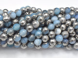 Mystic Coated Banded Agate - Blue & Silver, 6mm, Faceted-BeadBeyond