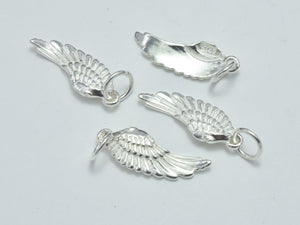 2pcs 925 Sterling Silver Charms, Angel Wing Charm, 18x6.5mm-BeadBeyond