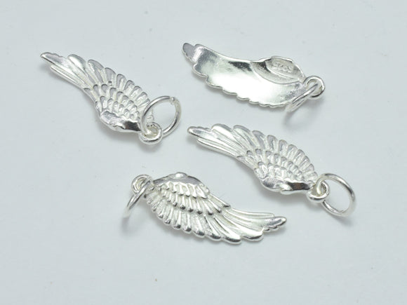 2pcs 925 Sterling Silver Charms, Angel Wing Charm, 18x6.5mm-BeadBeyond