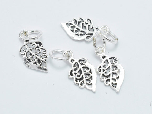 4pcs 925 Sterling Silver Charm-Antique Silver, Leaf Charm-Metal Findings & Charms-BeadBeyond